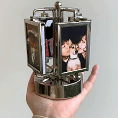 Personalized Couple Photo Rotating Album Custom Photo Metal Music Box Christmas Gift for Couple