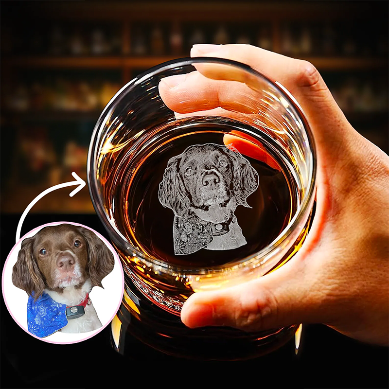 Personalized Photo Whiskey Glass Your Text or Logo Custom Message for Whiskey Lovers Bottom Engraved