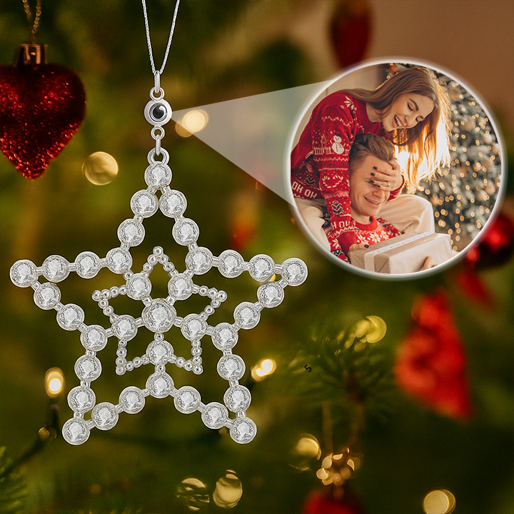 Personalized Photo Projection Snowflake Ornaments with Picture Inside Christmas Tree Decoration Gifts