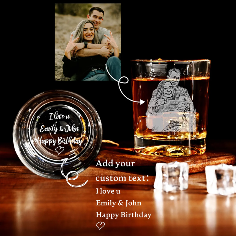 Custom Etched Whiskey Glasses Personalized Logo Engraved Rocks Glass
