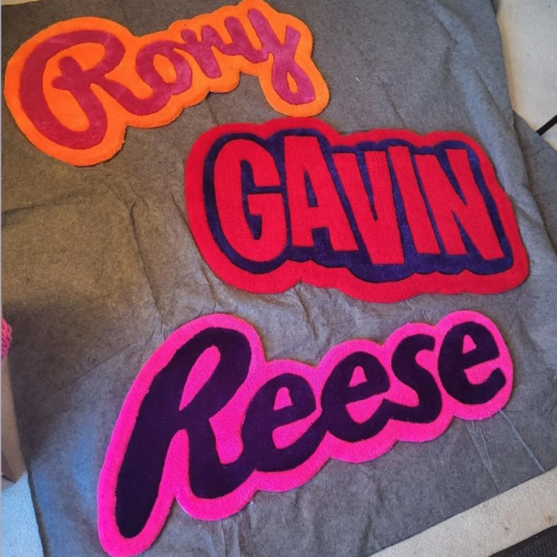 Custom Name Tufted Rug Punch Needle Personalized Kids Room Carpet Gift