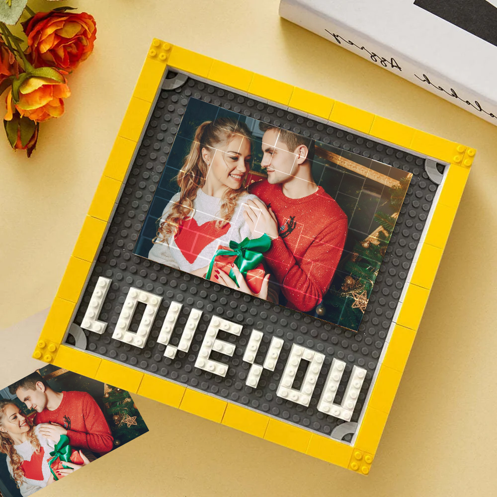 Custom Building Bricks Christmas Gifts for Couple Personalized Photo Block Love Puzzle Brick