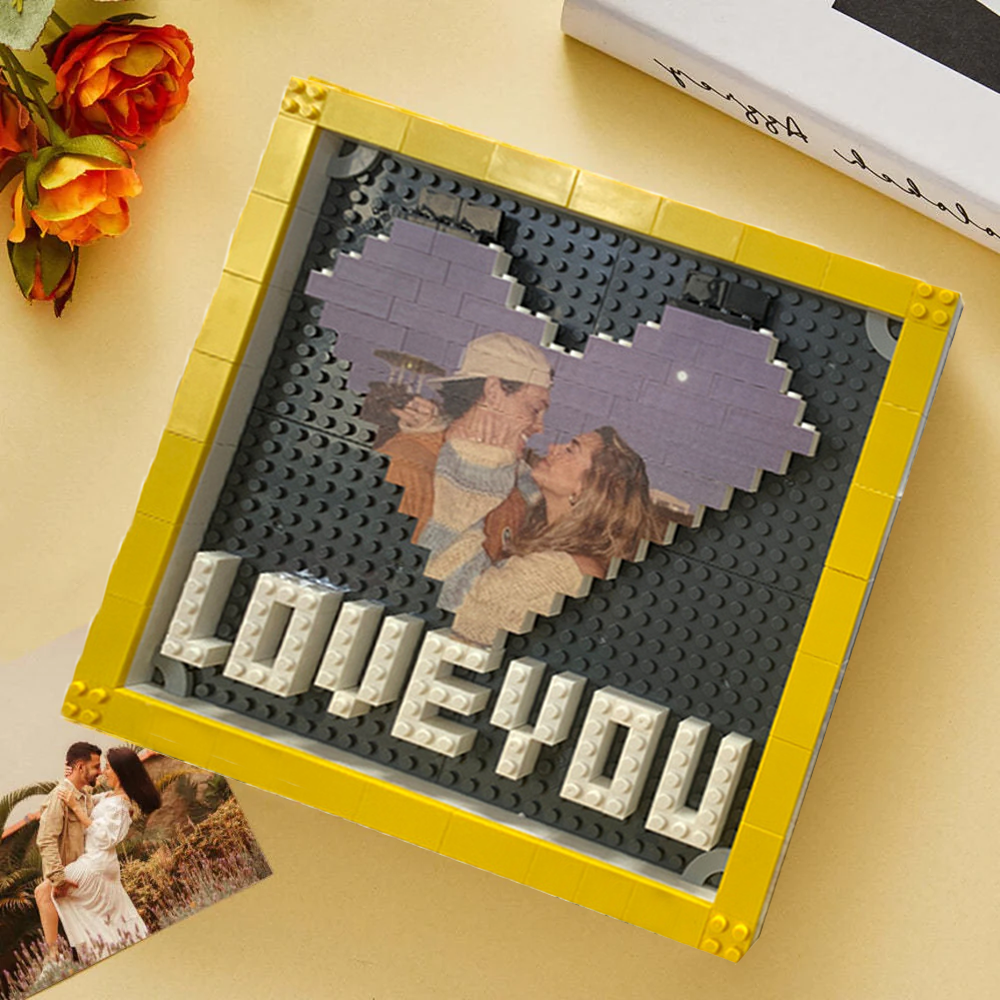 Custom Building Brick Valentine's Day Gift Photo Block Personalized I Love You Puzzle Brick Gift