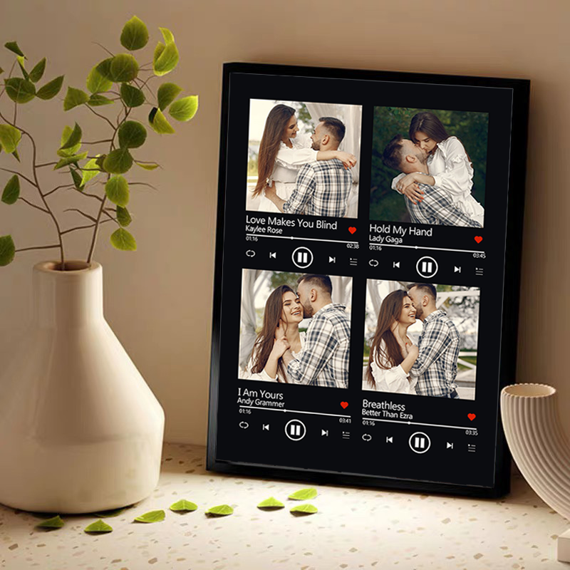 Custom Nine Songs Picture Frames Night Light with Personalized Photo Music Player (can play nine whole song)