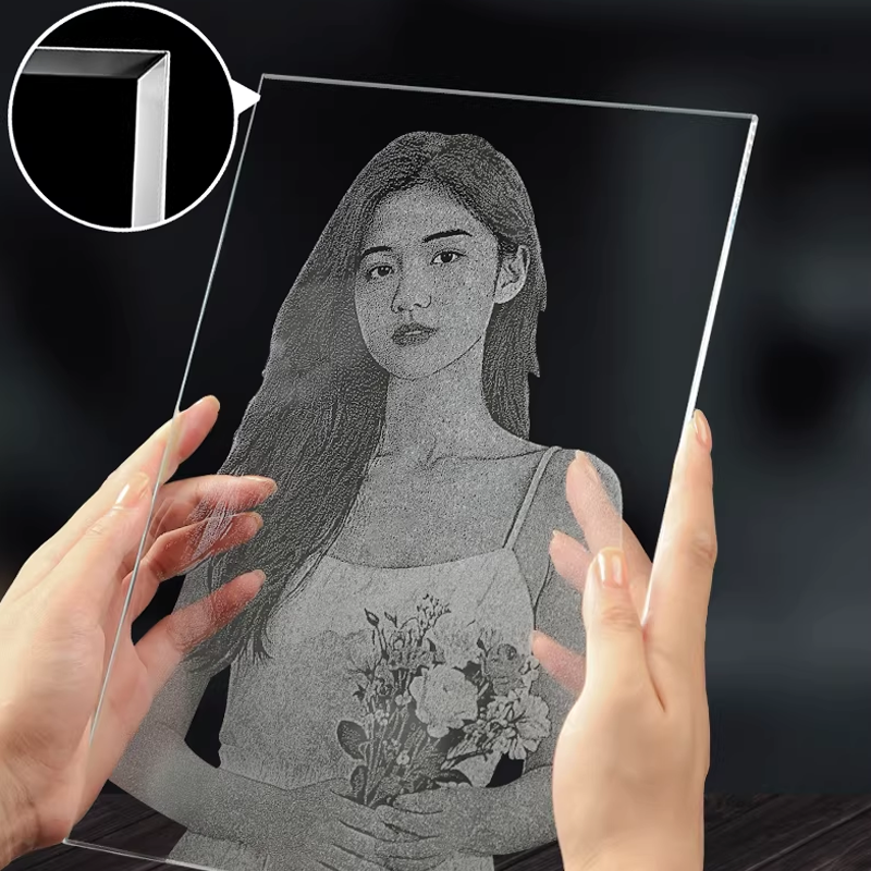 Personalized Handmade Hammered Glass Art Custom Photo Portrait LED Night Light Gift for Her