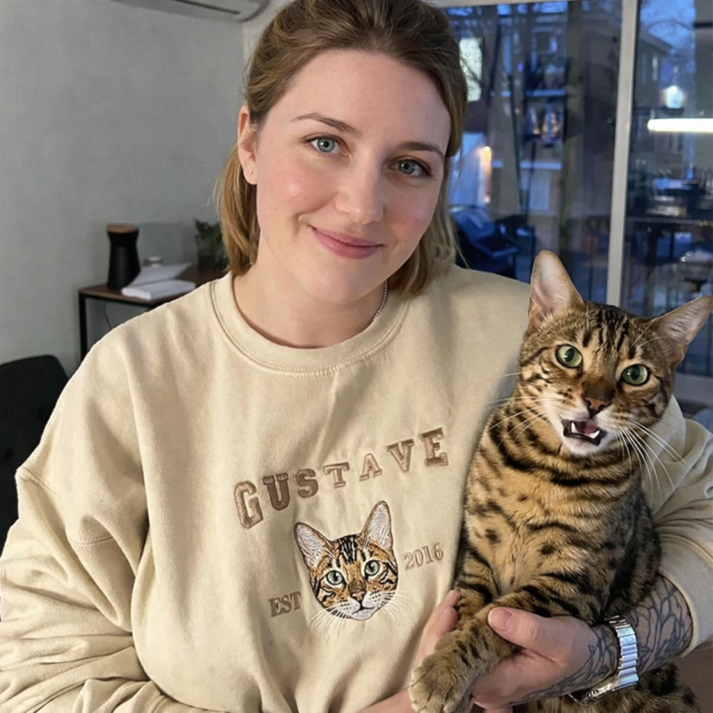 Custom Embroidered Hoodie with Dogs Personalized Pet Portrait and Name Sweatshirt Gifts for Dog and Cat Lovers