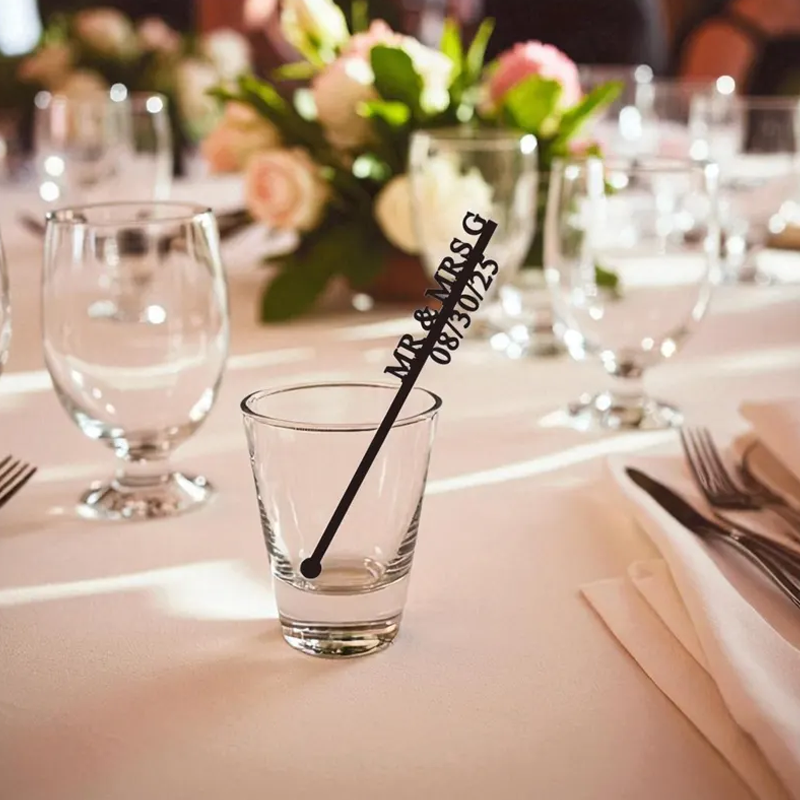 Custom Drink Stirrers Personalized Name Monogram Wedding Cocktail Stir Sticks Wedding Party Favors