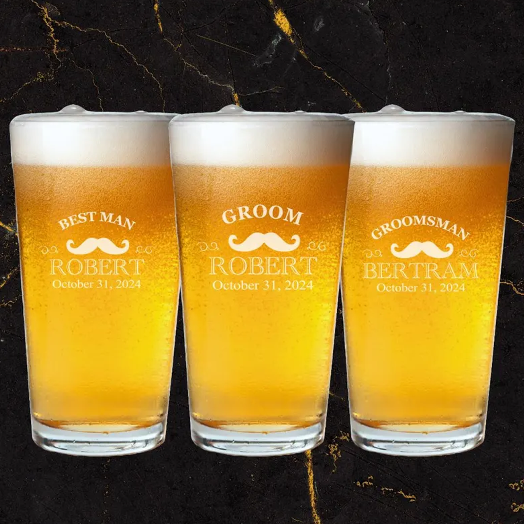 Personalized Groomsman Beer Pint Glass with Custom Logo Engraved Best Man Glass Wedding Party Gift for Groomsmen