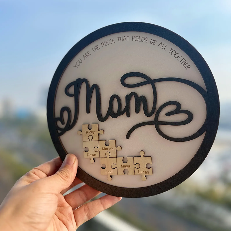 Personalized Name Wooden Puzzle Round Frame Custom Sign Mom You Are the Piece That Holds Us Together Gifts for Mom