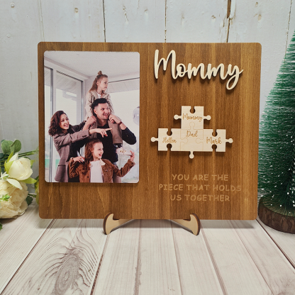 Personalized Photo and Name Wooden Puzzle Custom Sign Gifts for Mom