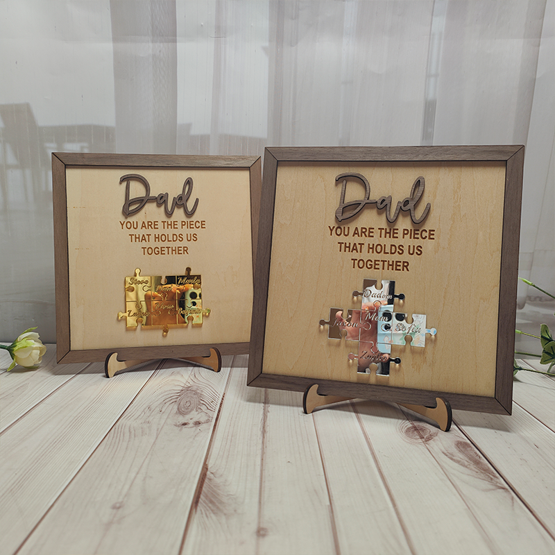 Personalized Name Wooden Puzzle Custom Sign Dad You Are the Piece That Holds Us Together Gifts for Father