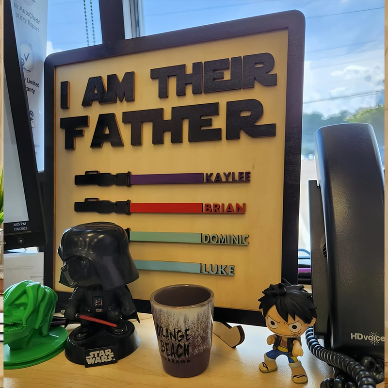 Personalized Wooden Family Sign Custom Kids Name I Am Their Father Wooden Sign Frame Fathers Day Gifts