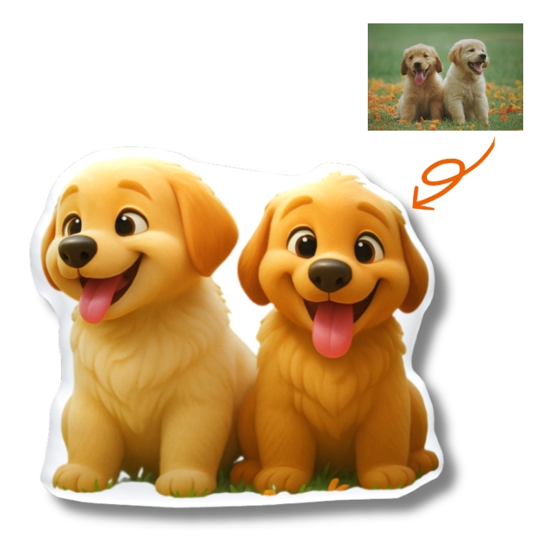 Custom 3D Pet Portrait Cartoon Photo Pillow Personalized Pixar Style Picture Printing Pet Cushion Christmas Gifts