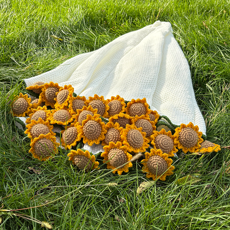 FINISHED Handmade Crochet Flower Throw Blanket Bouquet Rose Bouquet Knitted Bouquet Ready-Made Blanket