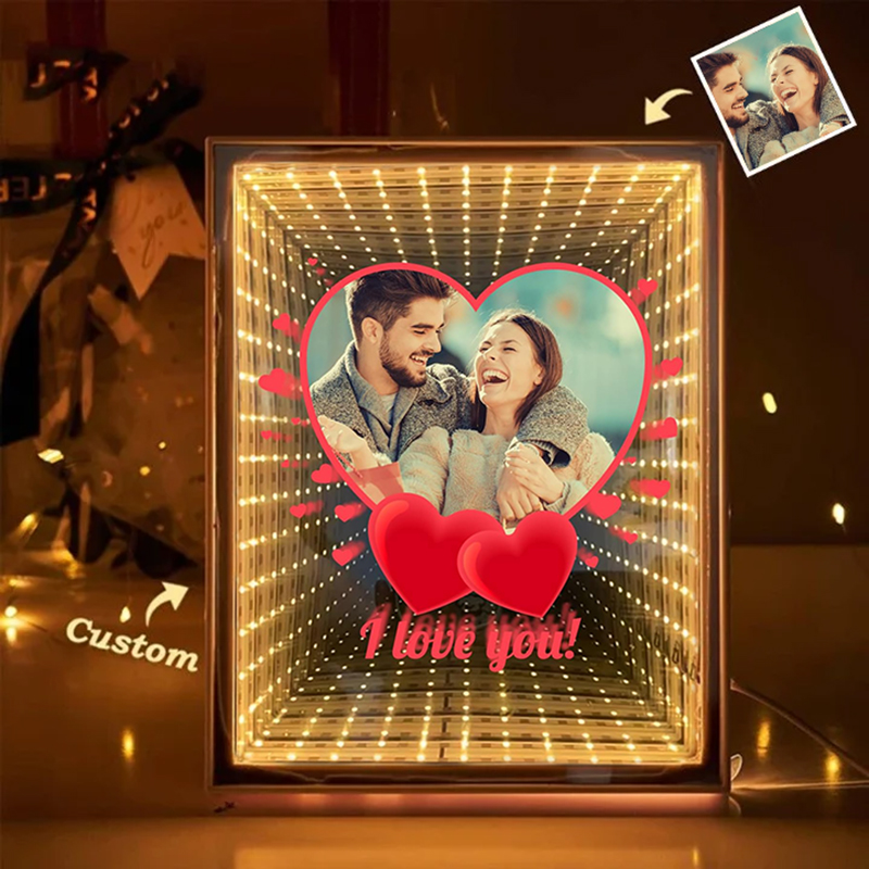 Personalized Couple Photo Love Corridor Custom Picture Mirror Lamp Gift for Couples