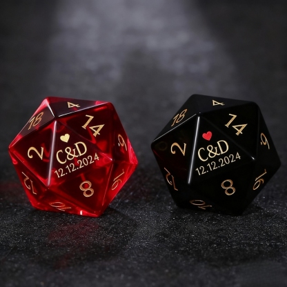 Personalized Engraved D&D Gift Marriage Dice Custom Anniversary D20 Dice Anniversary Gift for Her/Him