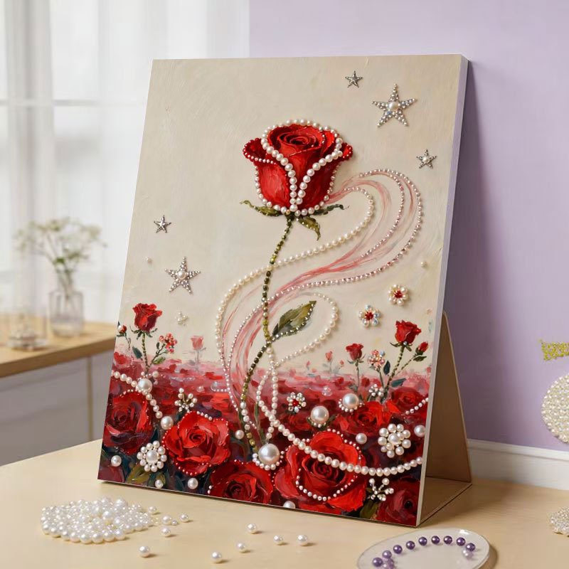 DIY Pink Castle Pearl Painting Kit - Handmade Crystal Diamond Art with Frame Beginner-Friendly Wall Decor Gift for Friends