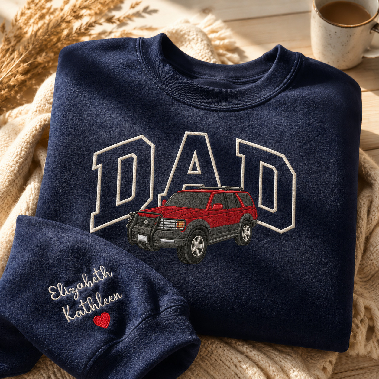 Custom Photo Embroidered Car Hoodie for Dad Personalized Est Year Design Sweatshirt Ideal Father's Day Gifts