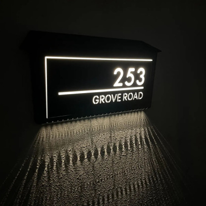 Customized Solar Lighted House Sign Laser Cut Address Plaque with LED Number Waterproof Design