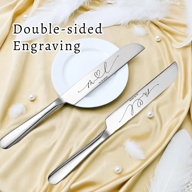Custom Engraved Wedding Cake Cutting Serving Set Engraved Cake Knife and Server Set Knife & Forks Gift for Bridal Shower