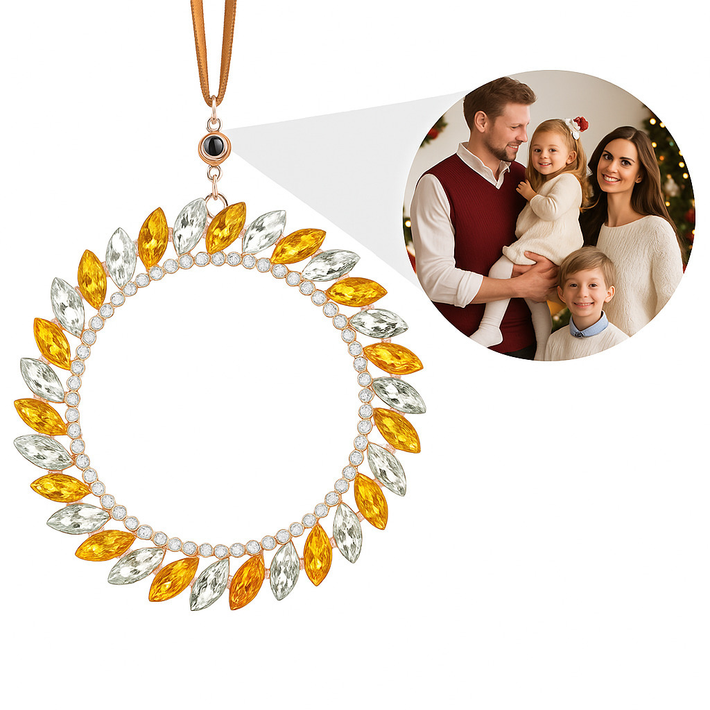 Personalized Photo Wreath Projection Ornaments Christmas Tree Decoration Ornaments with Picture Inside Christmas Gifts