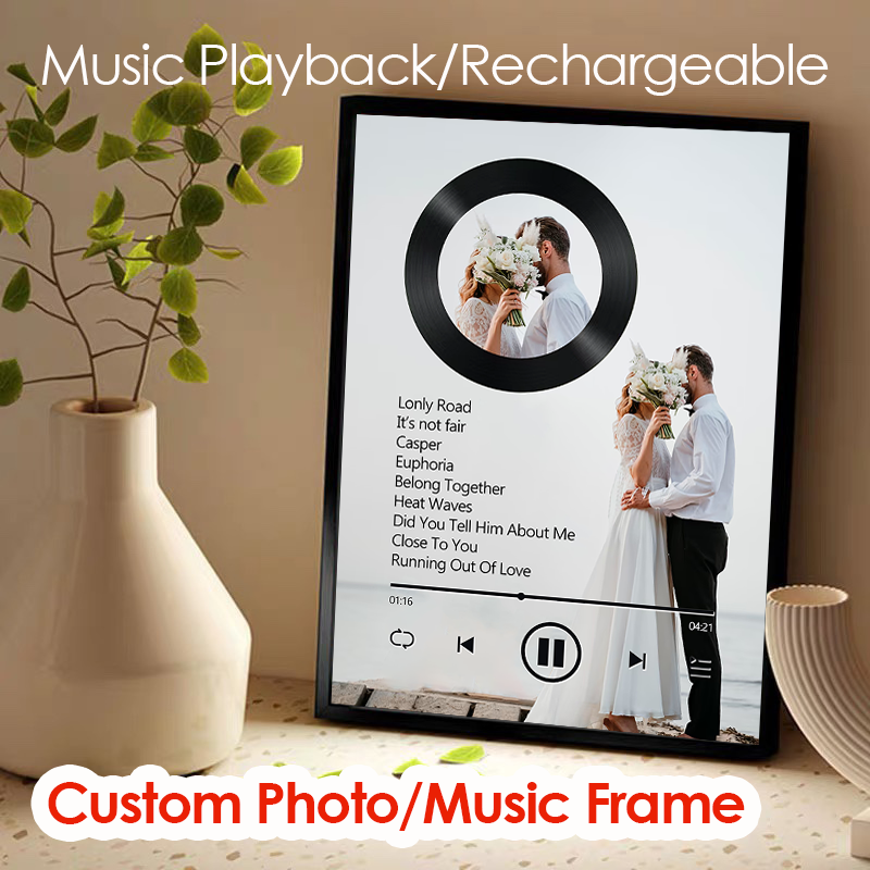Custom Nine Songs Picture Frames Night Light with Personalized Photo Music Player (can play nine whole song)