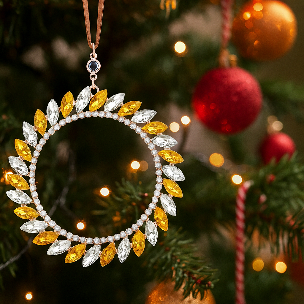 Personalized Photo Wreath Projection Ornaments Christmas Tree Decoration Ornaments with Picture Inside Christmas Gifts