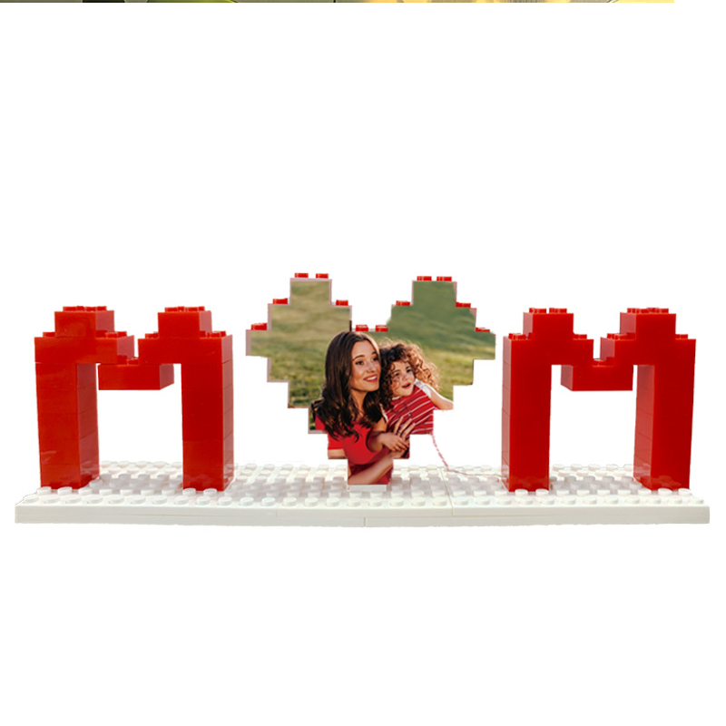 Custom Mom Shape Brick Puzzle Personalized Building Block Mom Heart Photo Block Gifts for Mom
