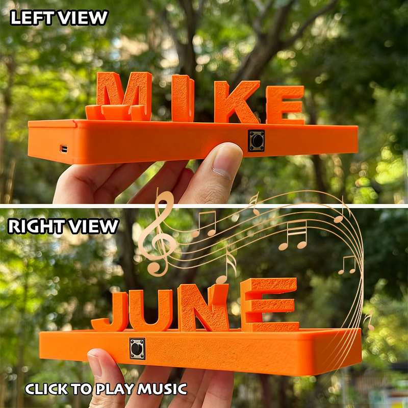 Custom Dual Name and Play Whole Song Illusion Love 3D Printed Personalized Double Flip Music Name Plate Double Sided Words Plate Valentines Gift