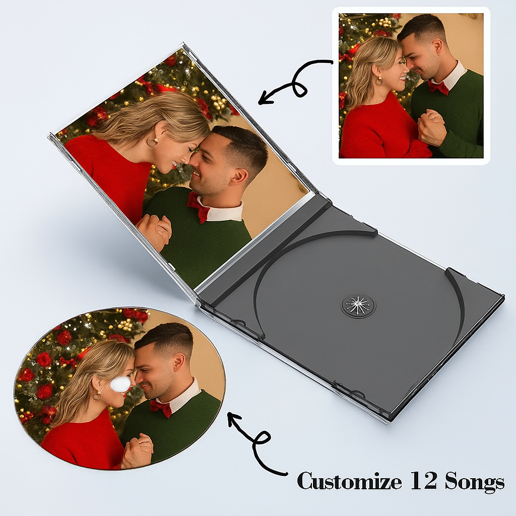 Christmas Gifts Personalized Song and Photo CD Mixtape 12 Songs Playlist with Custom Songs Case CD