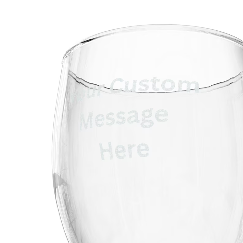 Custom Etched Logo and Message Laser Engraved Wine Glass Personalized Photo and Text Glass Corporate Gift