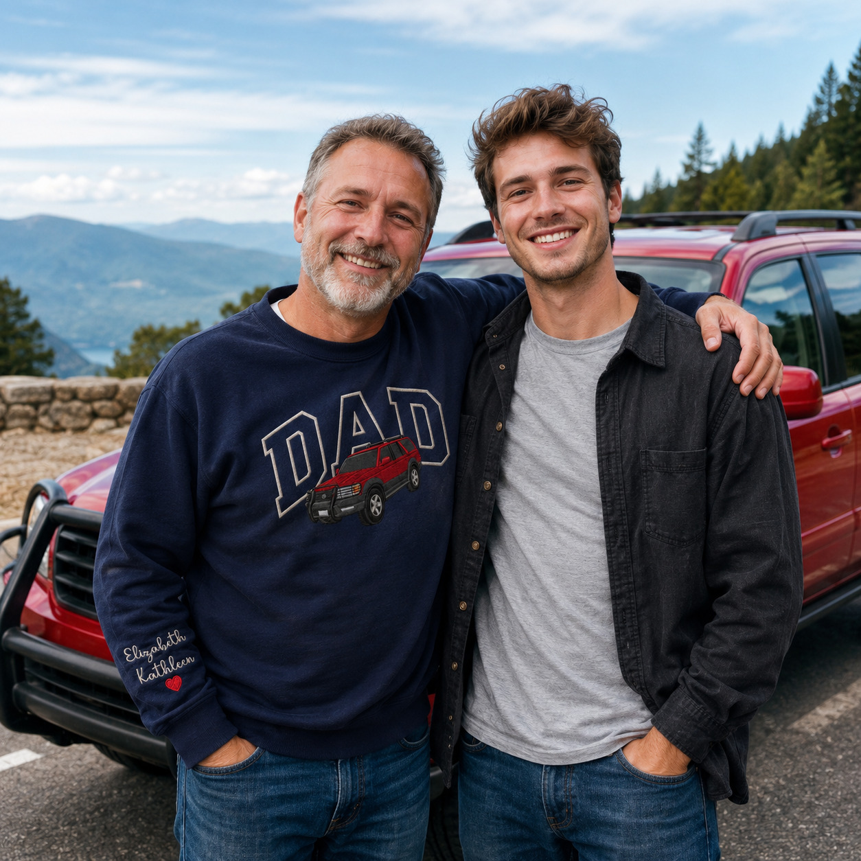 Custom Photo Embroidered Car Hoodie for Dad Personalized Est Year Design Sweatshirt Ideal Father's Day Gifts