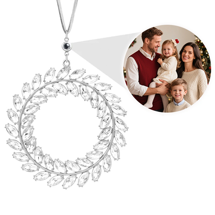 Personalized Photo Wreath Projection Ornaments Christmas Tree Decoration Ornaments with Picture Inside Christmas Gifts