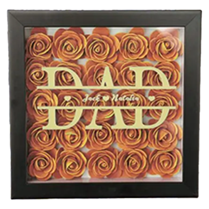Personalized Flower Shadow Box Custom 1-5 Names Rose Frame Fathers Day Gift for Dad