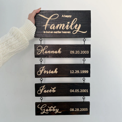 Personalized Wooden Name Sign Custom Grandkids Hanging Signs Engraved Family Name and Date Sign Personalized Gift for Grandparents