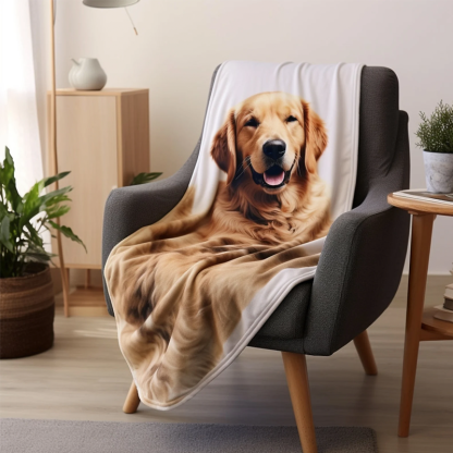 Custom Pet Portrait Blankets from Photo Personalized Dog Picture and Name Blanket Cute Cozy Christmas Gift for Pet Lovers