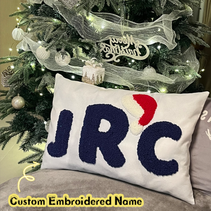 FINISHED Handmade Personalized Name Embroidered Pillow Punch Needle Name Pillow Baby Girl Nursery Pillow Christmas Gifts