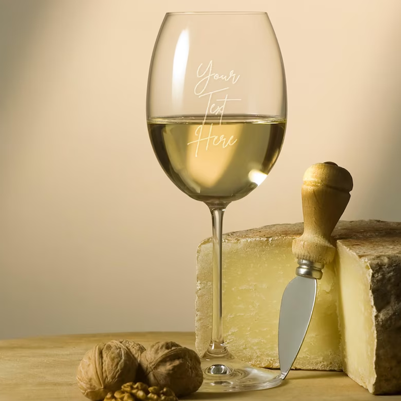 Custom Etched Logo and Message Laser Engraved Wine Glass Personalized Photo and Text Glass Corporate Gift