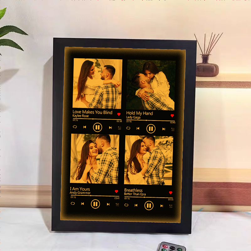 Custom Nine Songs Picture Frames Night Light with Personalized Photo Music Player (can play nine whole song)