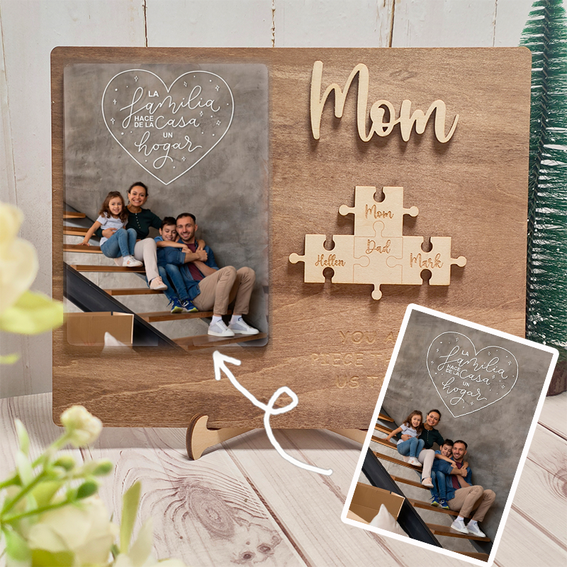 Personalized Photo and Name Wooden Puzzle Custom Sign Gifts for Mom