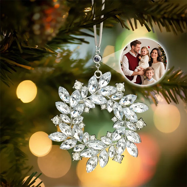 Personalized Photo Wreath Projection Ornaments Christmas Tree Decoration Ornaments with Picture Inside Christmas Gifts