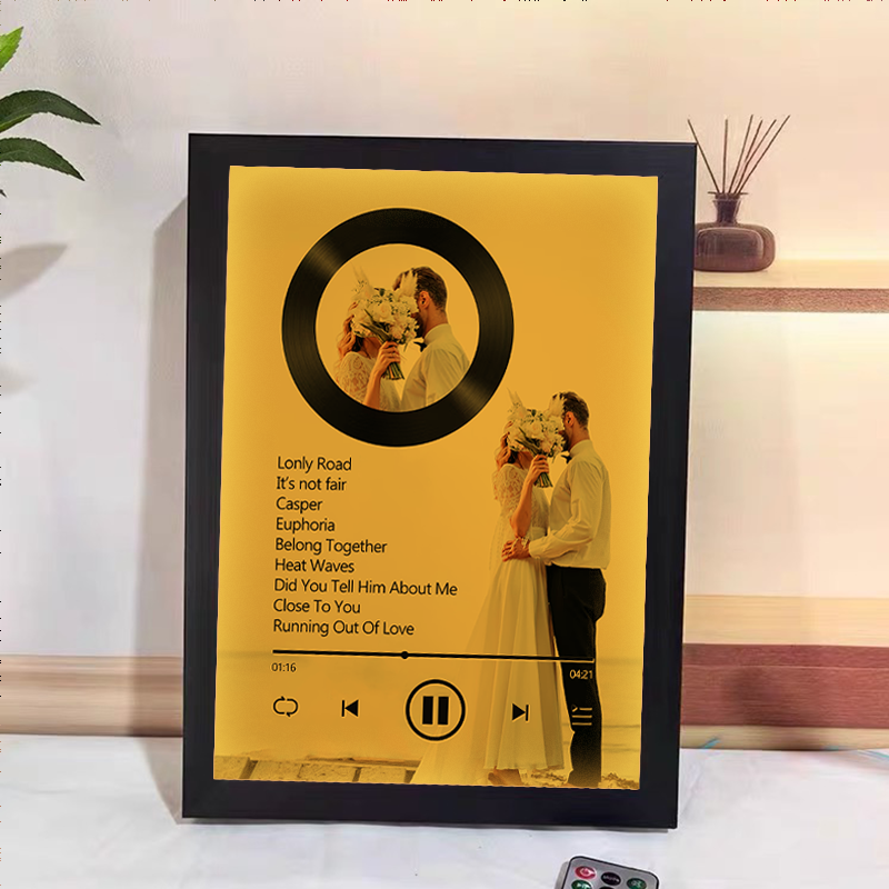 Custom Nine Songs Picture Frames Night Light with Personalized Photo Music Player (can play nine whole song)