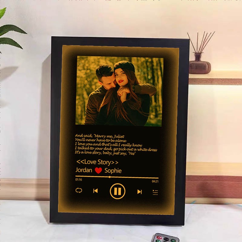 Custom Nine Songs Picture Frames Night Light with Personalized Photo Music Player (can play nine whole song)