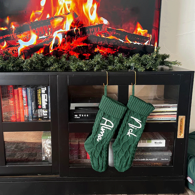 Handmade Personalized Name Hand Embroidered Christmas Stockings Custom Knit Socks Ornament with Name Family Xmas Gifts