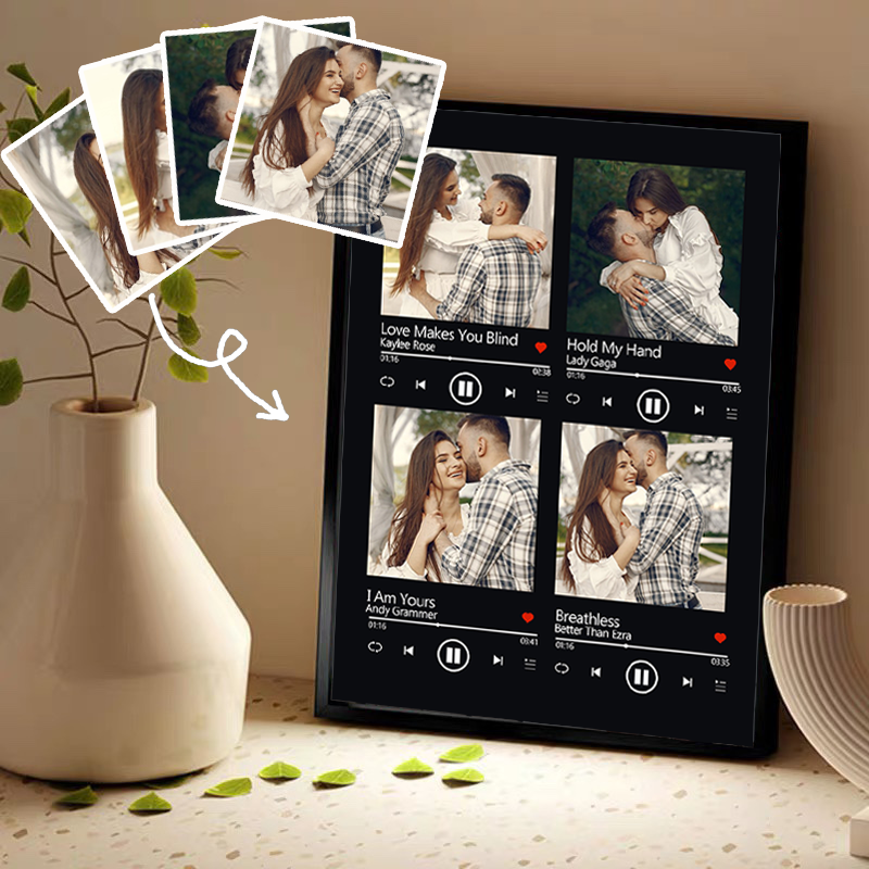 Custom Nine Songs Picture Frames Night Light with Personalized Photo Music Player (can play nine whole song)