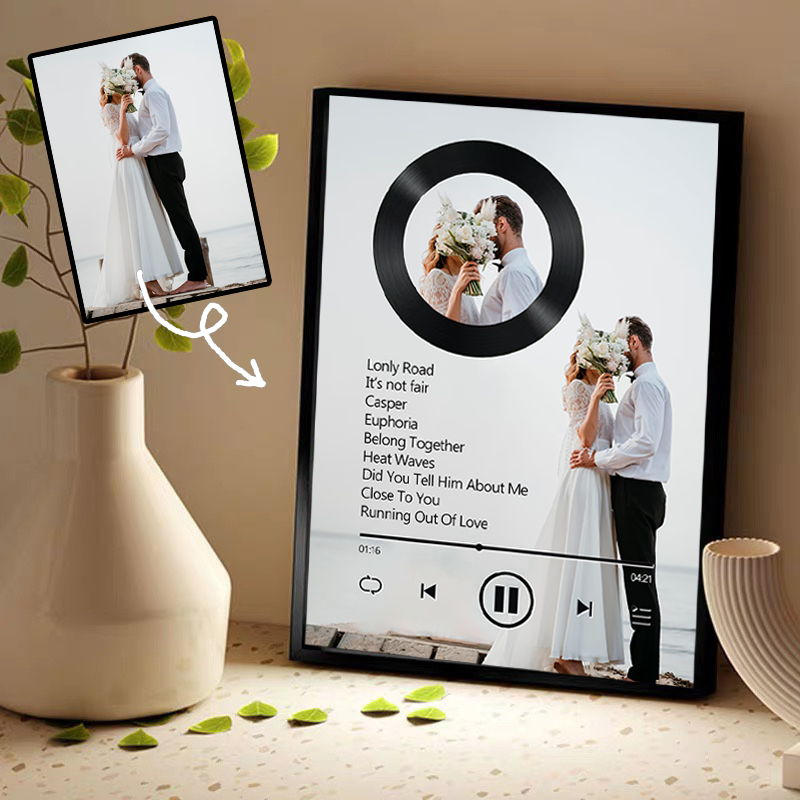 Custom Nine Songs Picture Frames Night Light with Personalized Photo Music Player (can play nine whole song)