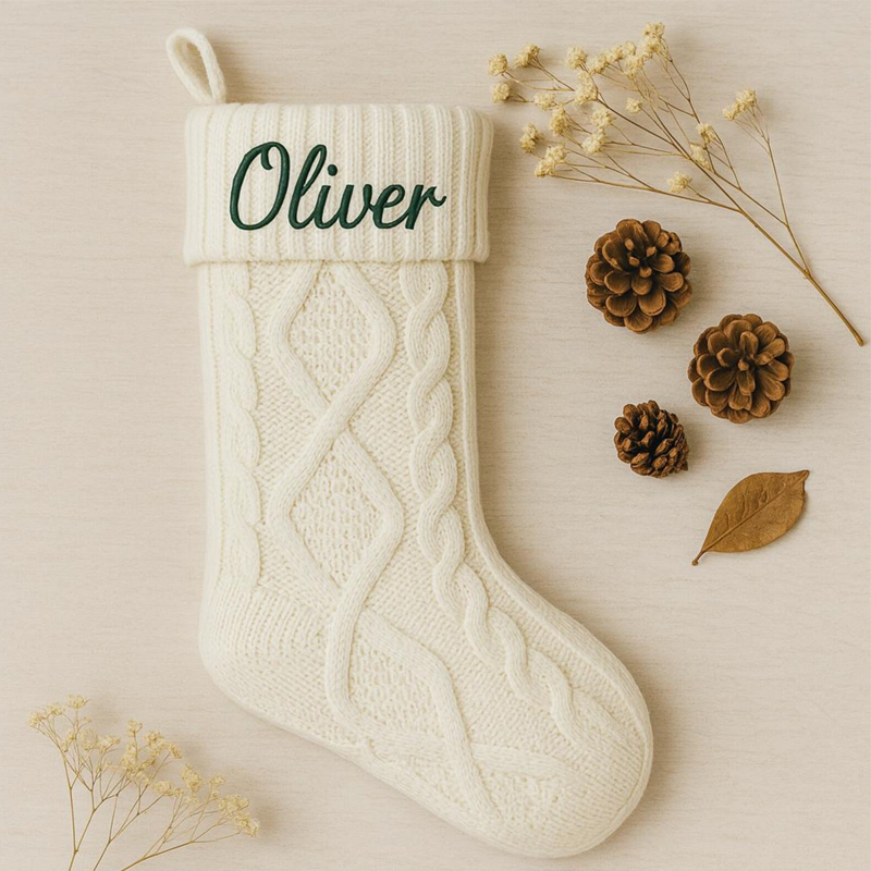 Personalized Embroidered Knit Christmas Stockings Ornament Knitted Sock Holiday Stockings with Name Christmas Gifts
