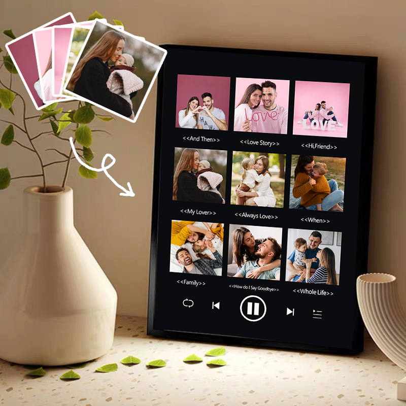 Custom Nine Songs Picture Frames Night Light with Personalized Photo Music Player (can play nine whole song)