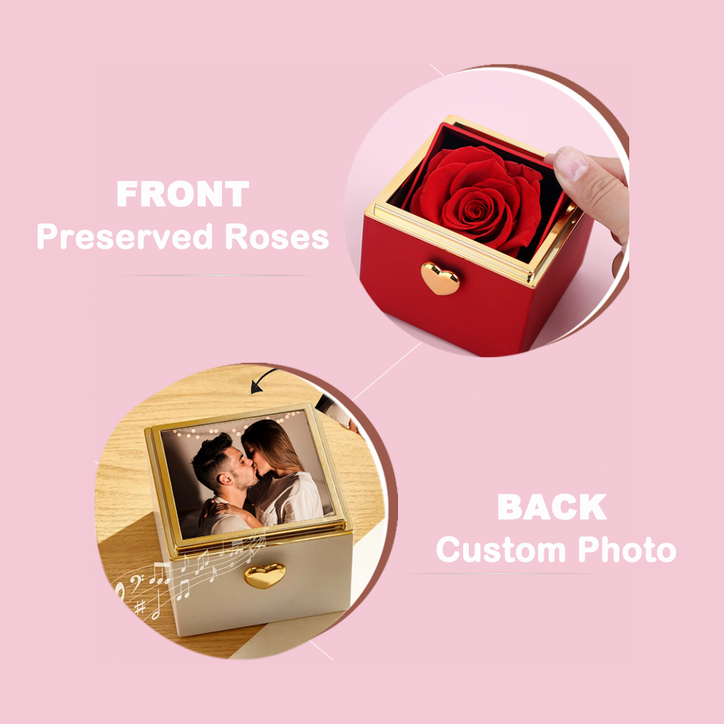 Custom Music Box Can Play Whole Song Valentine's Day Gifts Personalized Photo and Song Preserved Rose Flip Box Anniversary Gifts