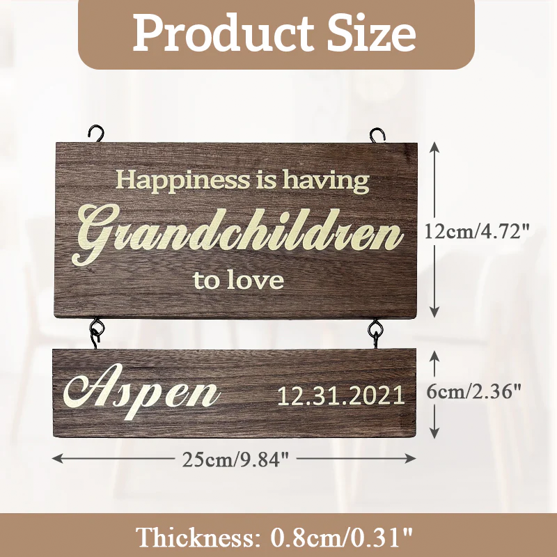 Personalized Wooden Name Sign Custom Grandkids Hanging Signs Engraved Family Name and Date Sign Personalized Gift for Grandparents